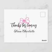 Danke fürs Kommen Add Name Textnachricht rosa Schl Postkarte (Rückseite)