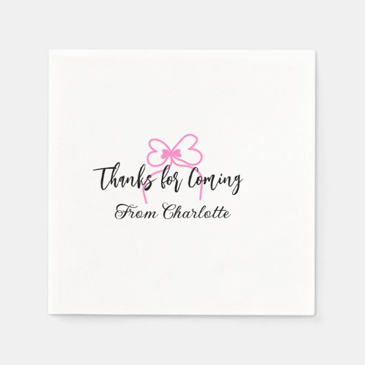 Danke fürs Kommen Add Name Textnachricht rosa Schl Serviette (Vorderseite)