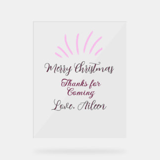 Danke fürs Kommen Frohe Weihnachtsfeiertage pink Acrylschild