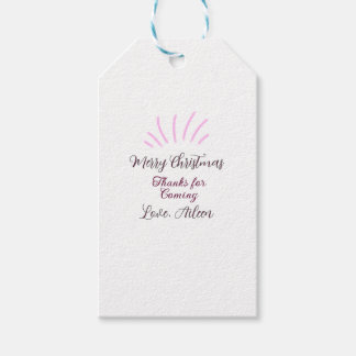 Danke fürs Kommen Frohe Weihnachtsfeiertage pink Geschenkanhänger