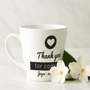Danke fürs Kommen Modernes Schwarz-Weiß-Herz Milchtasse
