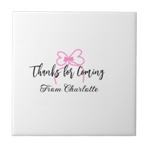 Danke fürs Kommen Name des Textes Nachricht rosa S Fliese