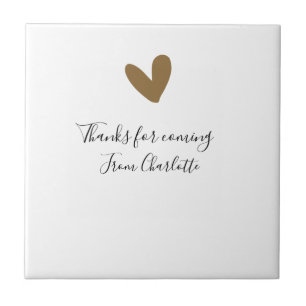 Danke fürs Kommen Name SMS goldenes Herz Fliese