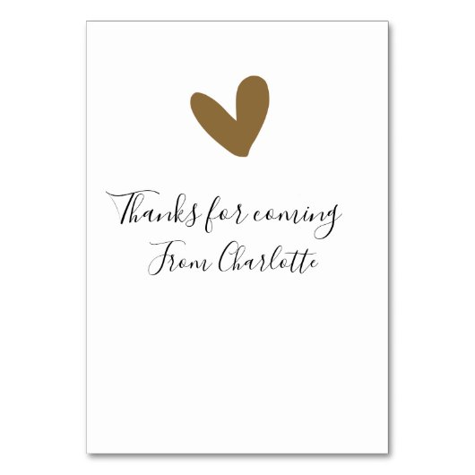 Danke fürs Kommen Name Text Nachricht goldenes Her (Vorderseite)