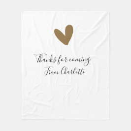 Danke fürs Kommen Name Text Nachricht goldenes Her Fleecedecke