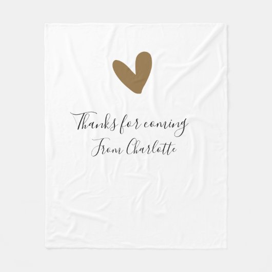 Danke fürs Kommen Name Text Nachricht goldenes Her Fleecedecke (Vorderseite)