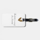 Danke fürs Kommen Name Text Nachricht goldenes Her Gepäckanhänger (Rückseite horizontal)