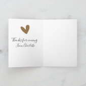 Danke fürs Kommen Name Text Nachricht goldenes Her Karte (Innenseite)