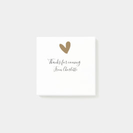 Danke fürs Kommen Name Text Nachricht goldenes Her Post-it Klebezettel