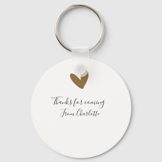 Danke fürs Kommen Name Text Nachricht goldenes Her Schlüsselanhänger (Vorderseite)
