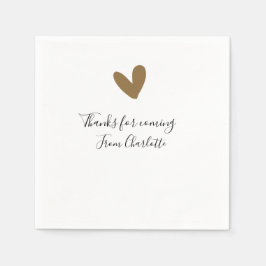 Danke fürs Kommen Name Text Nachricht goldenes Her Serviette