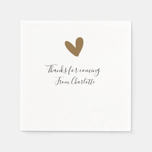 Danke fürs Kommen Name Text Nachricht goldenes Her Serviette (Vorderseite)