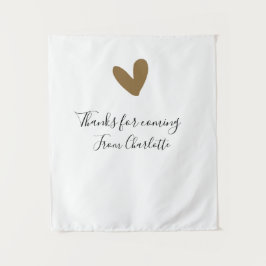 Danke fürs Kommen Name Text Nachricht goldenes Her Wandteppich