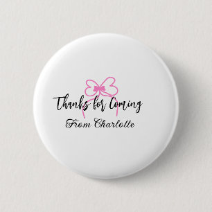 Danke fürs Kommen Name Text Nachricht rosa Schleif Button
