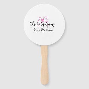 Danke fürs Kommen Name Text Nachricht rosa Schleif Fächer