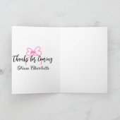 Danke fürs Kommen Name Text Nachricht rosa Schleif Karte (Innenseite)
