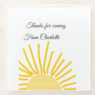 Danke fürs Kommen Name Text Nachricht Sonne Glasuntersetzer