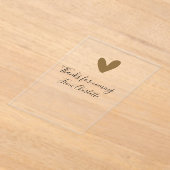 Danke fürs Kommen Name Textnachricht goldenes Herz Acryleinladungen (Ablage )