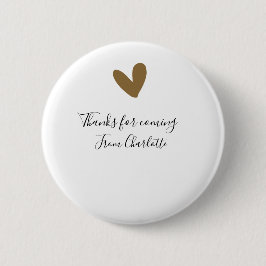 Danke fürs Kommen Name Textnachricht goldenes Herz Button