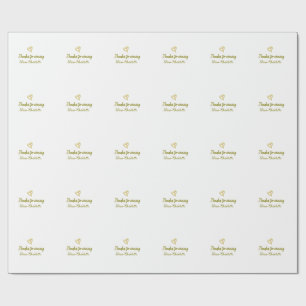 Danke fürs Kommen Name Textnachricht Goldenes Herz Geschenkpapier