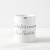Danke fürs Kommen Name Textnachricht goldenes Herz Kaffeetasse (Mittel)