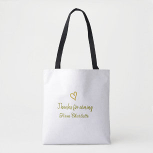 Danke fürs Kommen Name Textnachricht goldenes Herz Tasche