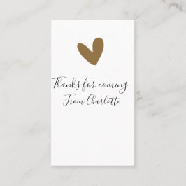 Danke fürs Kommen Name Textnachricht goldenes Herz Visitenkarte