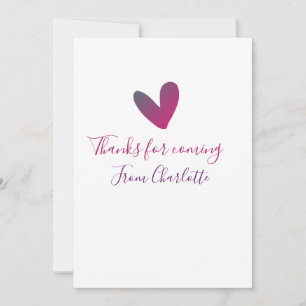 Danke fürs Kommen Name Textnachricht rosa Herz Einladung
