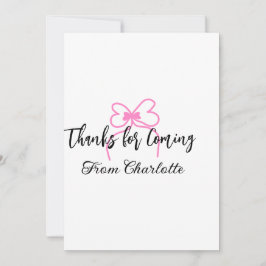 Danke fürs Kommen Name Textnachricht rosa Schleife