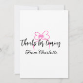 Danke fürs Kommen Name Textnachricht rosa Schleife (Rückseite)