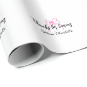 Danke fürs Kommen Name Textnachricht rosa Schleife Geschenkpapier (Rolleneckpunkt)