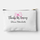 Danke fürs Kommen Name Textnachricht rosa Schleife Zubehörtasche (Rückseite)
