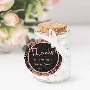 Danke fürs Kommen   Rose Grauer Glitzer Glamour Geschenkanhänger