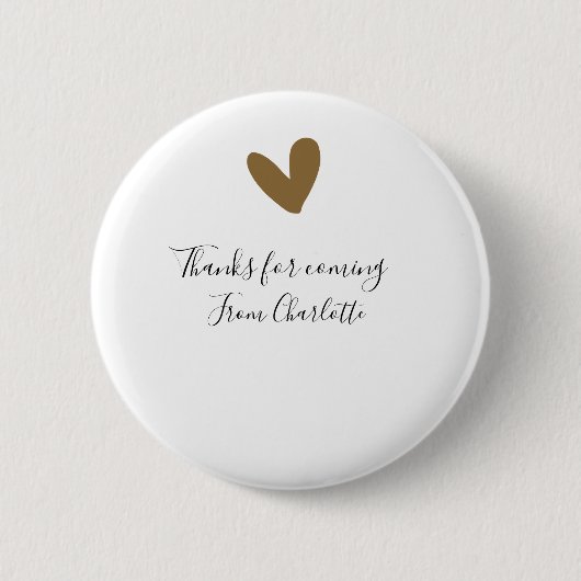 Danke fürs Kommen Vorname SMS goldenes Herz Button (Vorderseite)