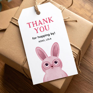 Danke fürs Vorbeihoppeln mit rosa Häschen Geschenkanhänger