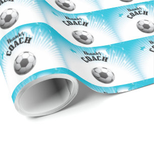 Danke Fußball Coach Aqua Blue Stars Ball Geschenkpapier