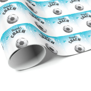 Danke Fußball Coach Aqua Blue Stars Ball Geschenkpapier