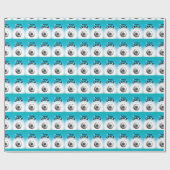 Danke Fußball Coach Aqua Blue Stars Ball Geschenkpapier (Flach)