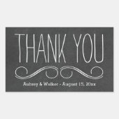 Danke Gastgeschenk Hochzeit Black Chalkboard Stick Rechteckiger Aufkleber (Vorderseite)