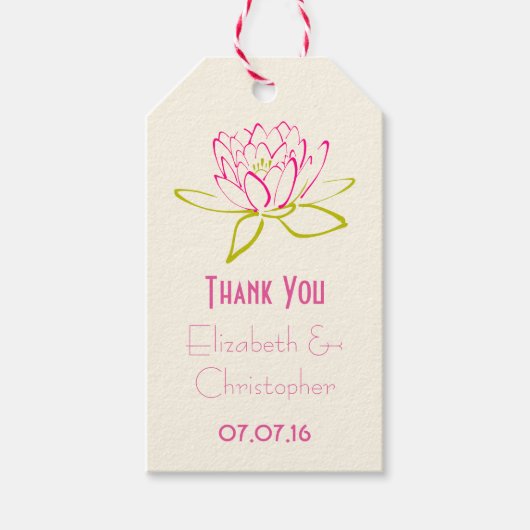 Danke Gastgeschenk Hochzeit Lotus Blume Geschenkanhänger (Vorderseite)