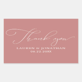 Danke, Gastgeschenk Hochzeit, Rose, Weiß Rechteckiger Aufkleber