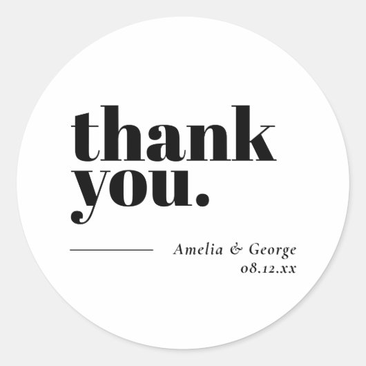 Danke, Gastgeschenk Hochzeit Stickers Minimalistis (Vorderseite)