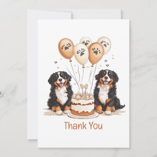 Danke, Geburtstag Bernese Mountain Hunde Karte (Vorderseite)