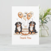 Danke, Geburtstag Bernese Mountain Hunde Karte (Stehend Vorderseite)