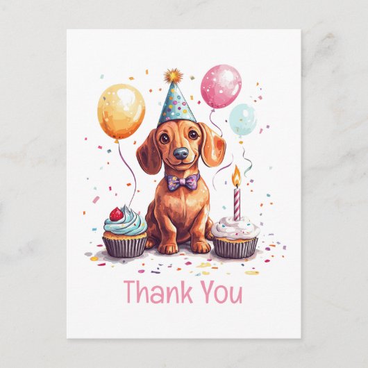 Danke Geburtstag Dachshund Hund  Postkarte (Vorderseite)