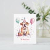Danke Geburtstag English Bulldogge Postkarte (Stehend Vorderseite)