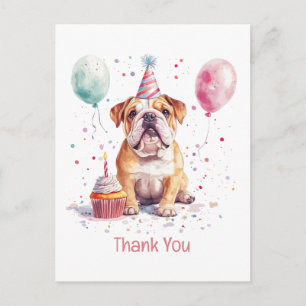 Danke Geburtstag English Bulldogge Postkarte