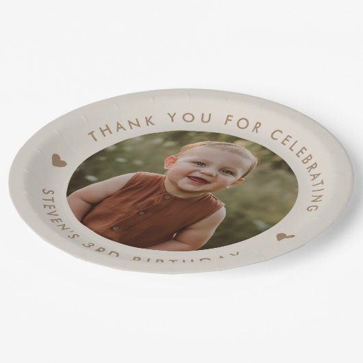 Danke, Geburtstag Foto Pappteller (Schrägansicht)