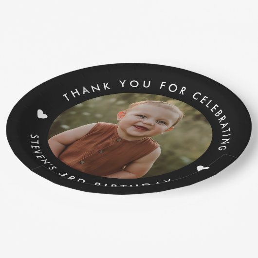 Danke, Geburtstag Foto Pappteller (Schrägansicht)