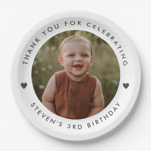 Danke, Geburtstag Foto Pappteller (Vorderseite)